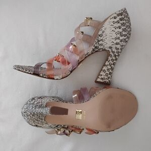 Louise et Cie Snakeskin and Pastel Strappy Heels